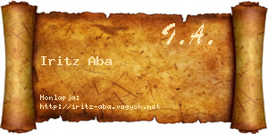 Iritz Aba névjegykártya